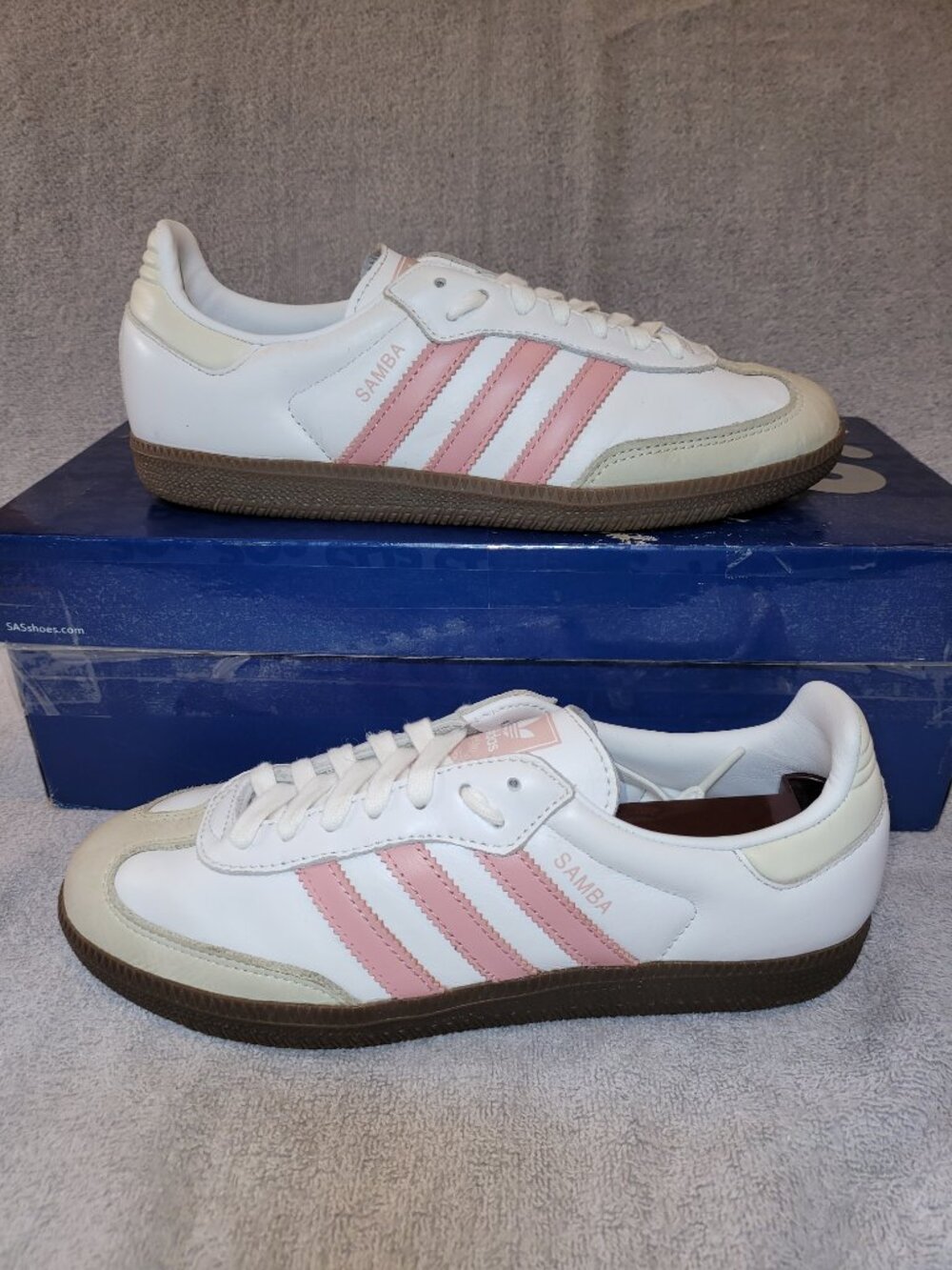 Adidas Samba Women's Size 7.5 Cloud White Wonder Mauve Gum JI2677 Shoes (#1802)
